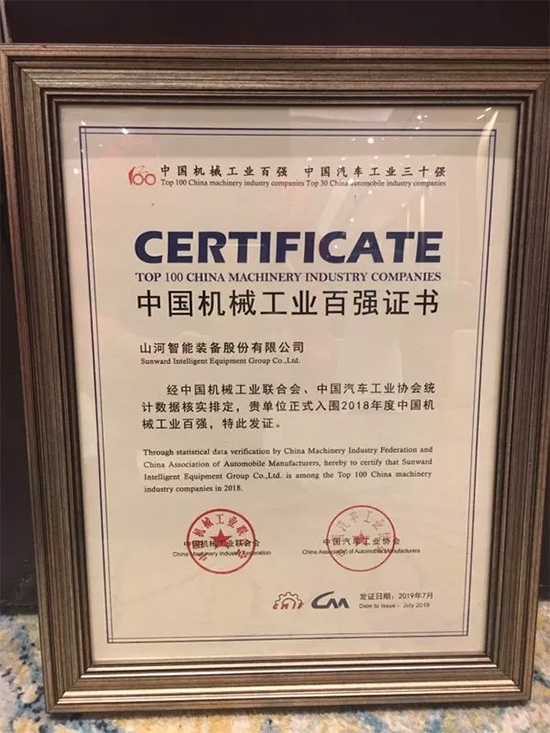 2018年中国机械工业百强宣布，，，，，，龙8头号玩家智能排名两年跃升40位