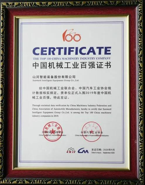 2019年中国机械工业百强宣布，，，，，，龙8头号玩家智能排名52位